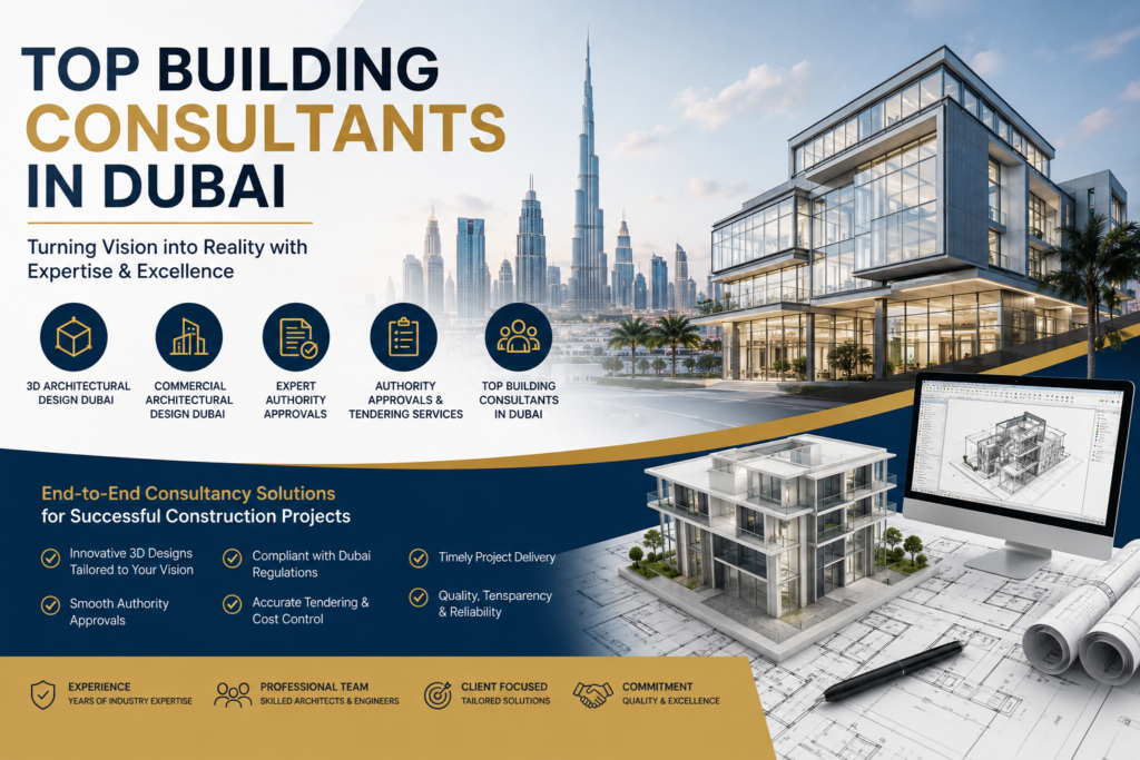 Top Building Consultants in Dubai: Expert 3D Architectural Design, Authority Approvals & Tendering Services